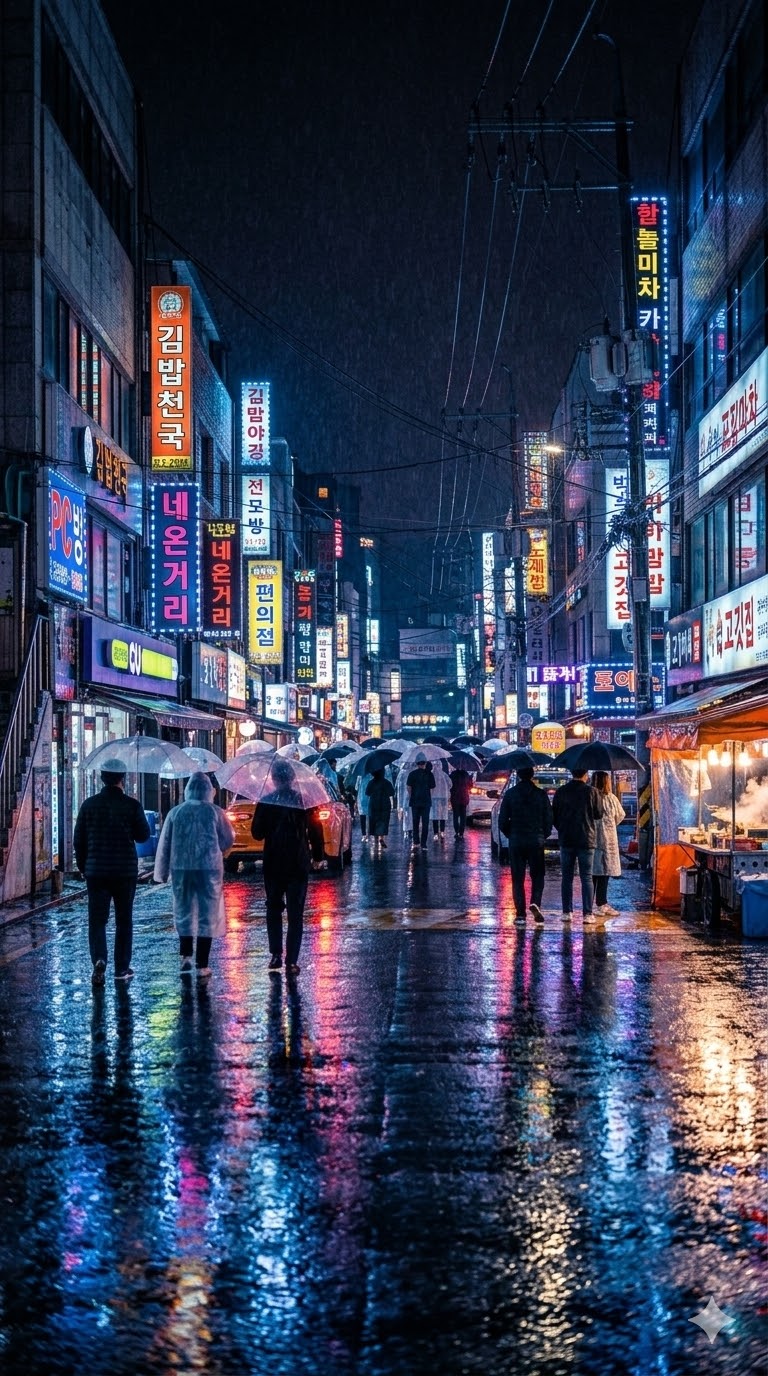 Daily urban rainy street sample